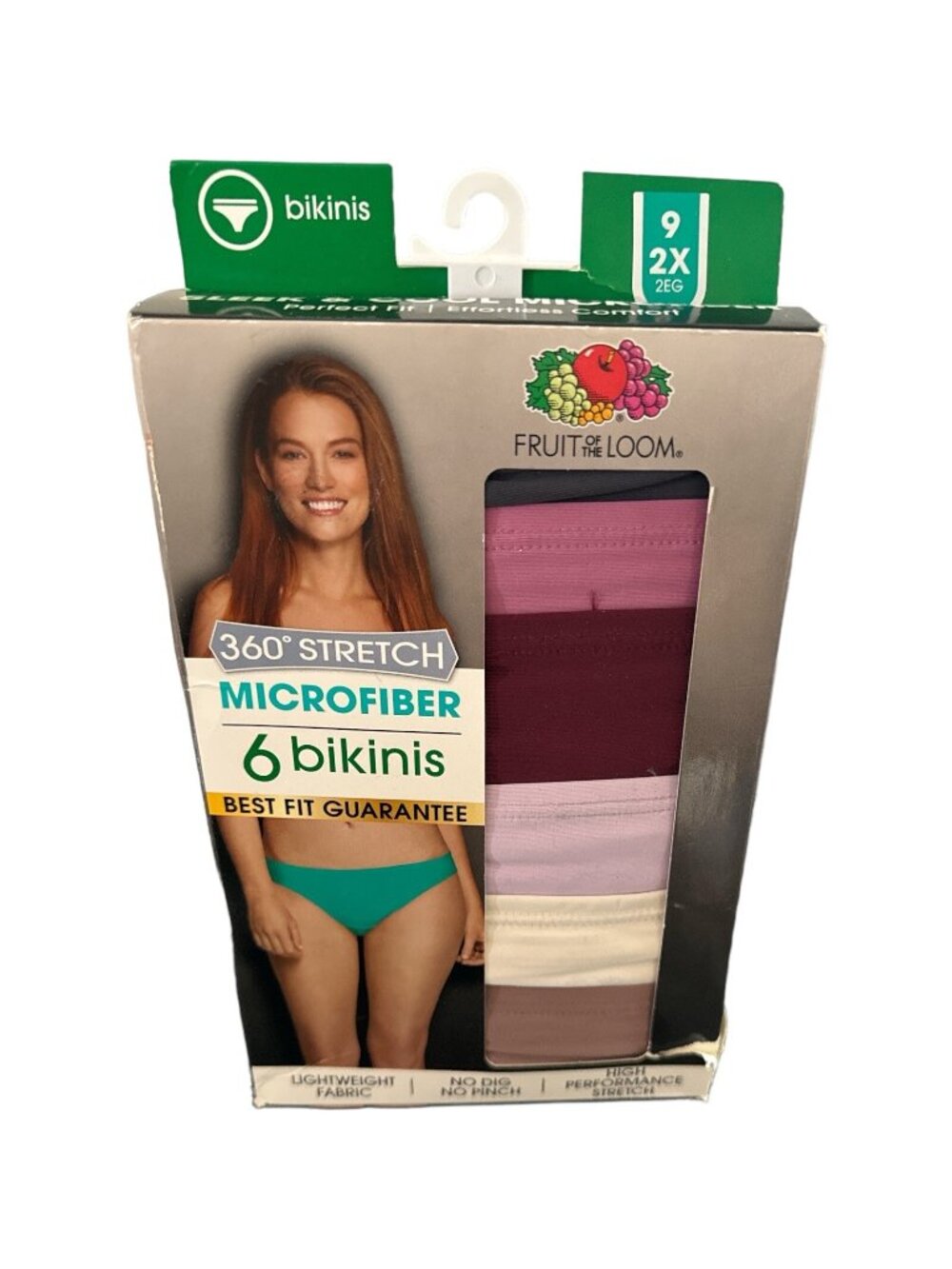 Fruit Of The Loom Women Bikini Underwear Microfiber 360 Stretch 6 Pairs 2XL